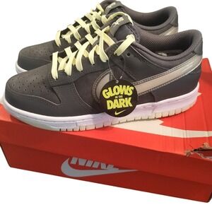 New Nike Dunk Low BG Kids Grey with Glow in the Dark Swoosh Sneaker Size 6Y